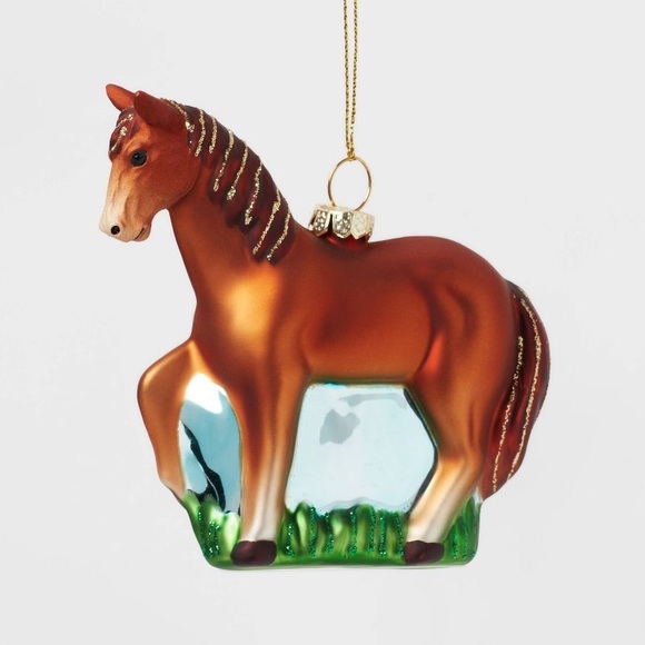 Glass Horse Christmas Tree Ornament Dark Brown nwt - Picture 1 of 3